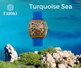 Faioki Tourbillon Style "Turquoise Sea" Skeleton Automatic watch 45mm long 40mm wide