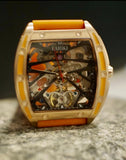 Faioki Tourbillon Style "Golden Orange" Skeleton Automatic watch 45mm long 40mm wide