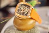 Faioki Tourbillon Style "Golden Orange" Skeleton Automatic watch 45mm long 40mm wide