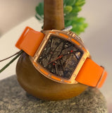 Faioki Tourbillon Style "Golden Orange" Skeleton Automatic watch 45mm long 40mm wide