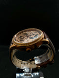 Beautiful Skeleton mechanical watch for ladies with studded bezel in a Rose Gold case. Automatic.