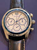 Sea-Gull Chronograph in a beautiful blue bezel and case side.  Design with three subdials: seconds, 30mins, and hour. Model : 219.312