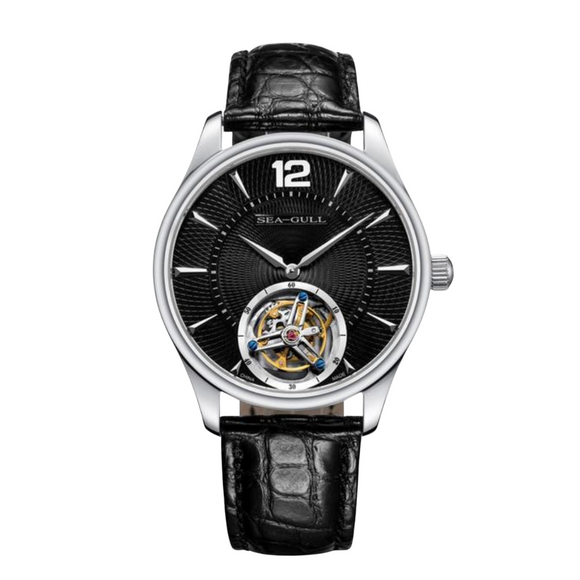 SEA-GULL manual mechanical watch with Tourbillon in white or black dial  Calibre : ST8240  Model : 818.27.8810 (Black) 818.17.8810 (White)