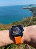 Faioki Tourbillon Style "Orange Tree" Skeleton Automatic watch 45mm long 40mm wide