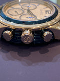 Sea-Gull Chronograph in a beautiful blue bezel and case side.  Design with three subdials: seconds, 30mins, and hour. Model : 219.312