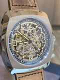 New Seagull Fashion skeleton Automatic Mechanical Watch with brown leather strap 849.27.6094K