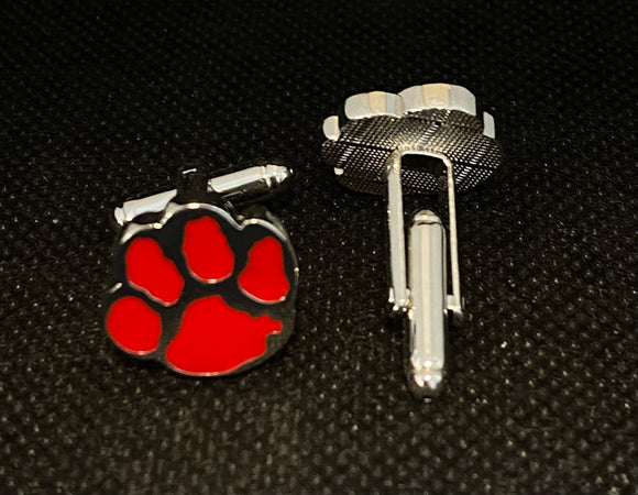 Men's Cufflinks with Dog's paw pattern in red