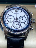 Sea-Gull Chronograph in a beautiful blue bezel and case side.  Design with three subdials: seconds, 30mins, and hour. Model : 219.312
