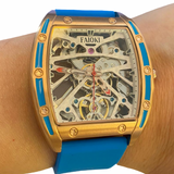 Faioki Tourbillon Style "Turquoise Sea" Skeleton Automatic watch 45mm long 40mm wide