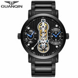 GUANQIN Dual time zone display Tourbillon style self wind Mechanical Watch 44mm