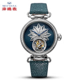 SEA-GULL manual mechanical watch with Tourbillon in floral design Calibre : ST8000 Model : 713.18.8100L (white dial) 713.38.8100L (blue dial)