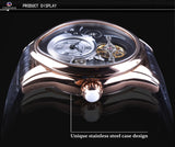 FORSINING Tourbillon style oval shape case with Genuine Leather strap