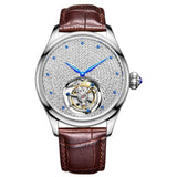 Geniune Tourbillon with Blue hands and man made Diamond Dial and Golden crown with sapphire stone. 42mm