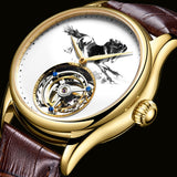Guanqin Genuine Tourbillon Mechanical Watch with Galloping horse picture 42mm