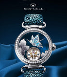 SEA-GULL manual mechanical watch with Tourbillon in floral design Calibre : ST8000 Model : 713.18.8100L (white dial) 713.38.8100L (blue dial)