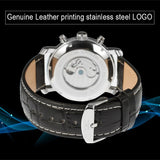 JARAGAR Full Calendar Tourbillon  style with black leather strap Men's Mechanical Watch