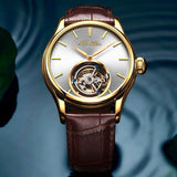 Genuine Tourbillon Watch  with circulating cage,  Swiss design and comes with various dial colours 42mm