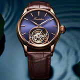 Genuine Tourbillon Watch  with circulating cage,  Swiss design and comes with various dial colours 42mm