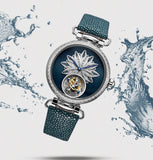 SEA-GULL manual mechanical watch with Tourbillon in floral design Calibre : ST8000 Model : 713.18.8100L (white dial) 713.38.8100L (blue dial)