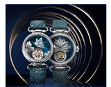 SEA-GULL manual mechanical watch with Tourbillon in floral design Calibre : ST8000 Model : 713.18.8100L (white dial) 713.38.8100L (blue dial)