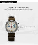 Sea-Gull "1963" Official Original Genuine Air Force pilot Manual Wind Chronograph Mechanical watch. Calibre:ST1901. Model: D304 1963