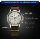 Sea-Gull "1963" Official Original Genuine Air Force pilot Manual Wind Chronograph Mechanical watch. Calibre:ST1901. Model: D304 1963