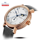 Sea-Gull automatic mechanical watch with Moon phase , Date and Power Reserve . Sapphire glass . Leather strap. Calibre :  ST2153  Model : 819.11.6092