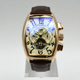 CASENO traditional Tourbillon style watch in Tonneau shape 40mm