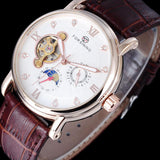 FORSINING Classic Tourbillon  style watch with Sunmoon and leather strap.  42mm