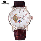 FORSINING Classic Tourbillon  style watch with Sunmoon and leather strap.  42mm