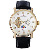 FORSINING Classic Tourbillon  style watch with Sunmoon and leather strap.  42mm