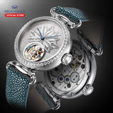 SEA-GULL manual mechanical watch with Tourbillon in floral design Calibre : ST8000 Model : 713.18.8100L (white dial) 713.38.8100L (blue dial)