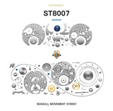 Sea-Gull manual-wind mechanical watch with Tourbillon Sun Moon and date complication. Calibre: ST8007 Model:518.937