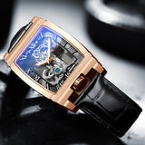 Diasteria Skeleton Automatic Mechanical Watch with Luminous Hands, Tonneau shape