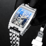 Diasteria Skeleton Automatic Mechanical Watch with Luminous Hands, Tonneau shape