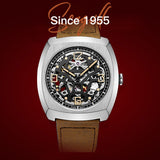 New Seagull Fashion skeleton Automatic Mechanical Watch with brown leather strap 849.27.6094K