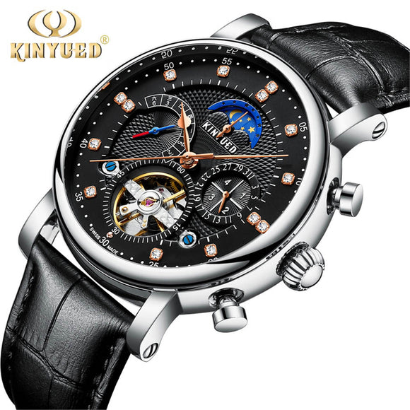 KINYUED handsome Tourbillon style with white or black Dial  Automatic Watch
