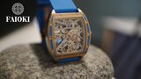 Faioki Tourbillon Style "Turquoise Sea" Skeleton Automatic watch 45mm long 40mm wide