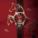 Sea-Gull Year Of The Horse Limited Edition Ultra-Thin Automatic Tourbillon Watch 42mm Leather