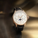 Sea-Gull Tourbillon Moon Phase Perpetual Calendar Minute Timer Manual Wind Watch 46mm 18K Gold