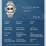 Sea-Gull Panda Eye GMT Dual Calendar Tachymeter Automatic Watch 43mm Leather