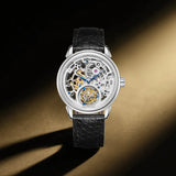 Sea-Gull Tourbillon Skeleton Manual Wind Watch 42mm White Leather