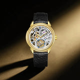 Sea-Gull Tourbillon Skeleton Manual Wind Watch 42mm White Leather