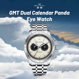 Sea-Gull Panda Eye GMT Dual Calendar Tachymeter Automatic Watch 43mm Leather