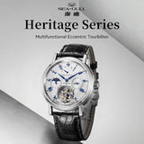 Sea-Gull Heritage Series Tourbillon Calendar Energy Indicator Manual Wind Watch 40mm White