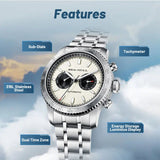 Sea-Gull Panda Eye GMT Dual Calendar Tachymeter Automatic Watch 43mm Leather