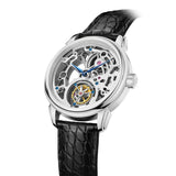 Sea-Gull Tourbillon Skeleton Manual Wind Watch 42mm White Leather