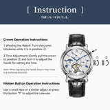 Sea-Gull Heritage Series Tourbillon Calendar Energy Indicator Manual Wind Watch 40mm White