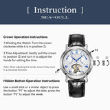 Sea-Gull Heritage Series Tourbillon Calendar Energy Indicator Manual Wind Watch 40mm White