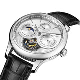 Sea-Gull Tourbillon Calendar Moon Phase Manual Wind Watch 41mm Leather